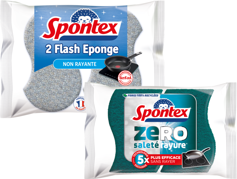 SPONTEX - 2 GRATTE EPONGES STOP GRAISSE - Les Indispensables au