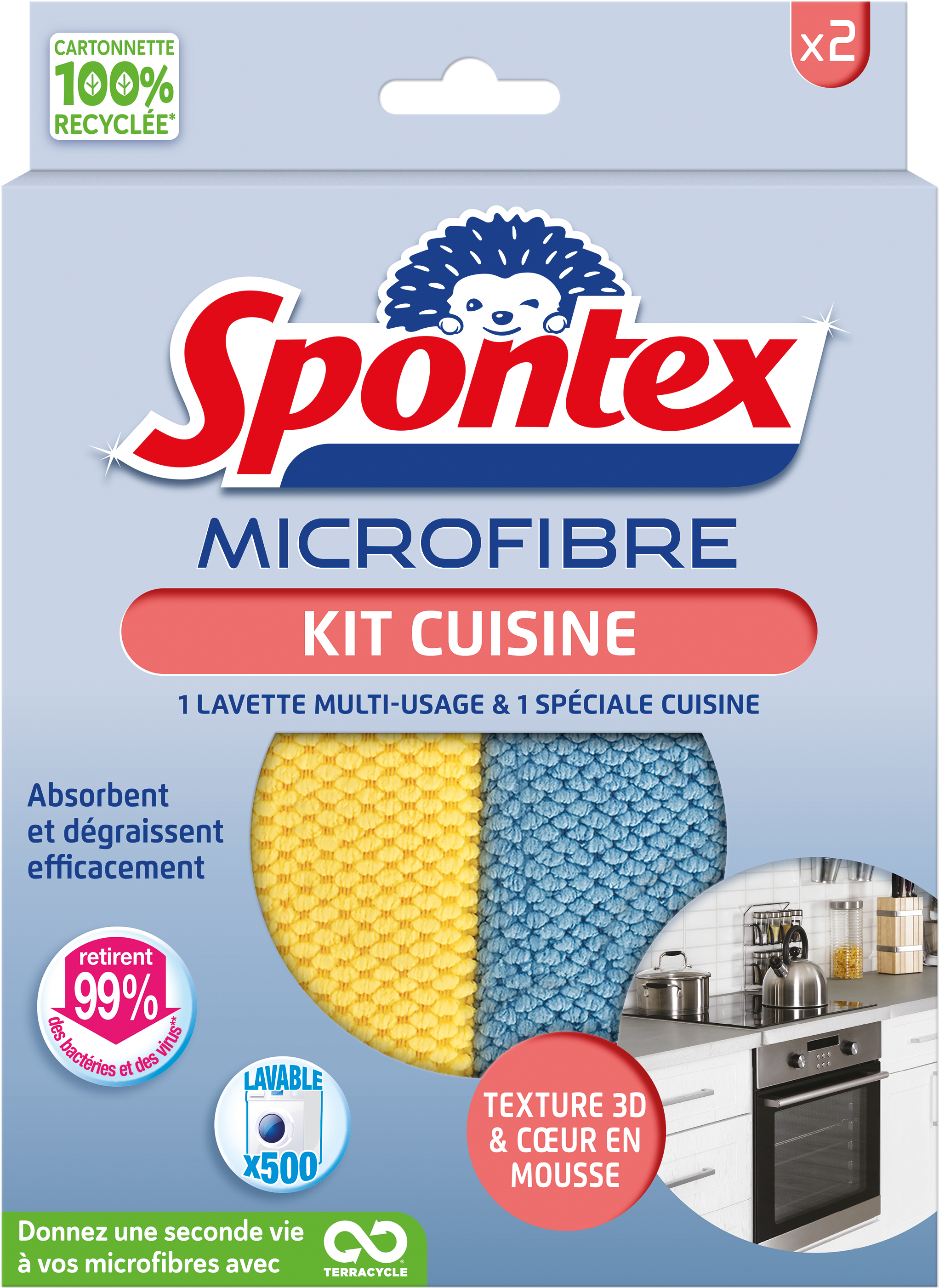 LAVETTE MICROFIBRE 2 EN 1 CUISINE